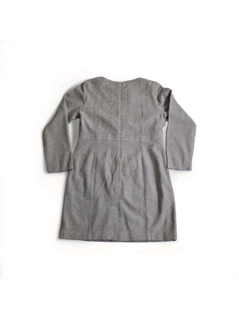 Johnnie-O Mulberry Silk Dress XXL Gray Houndstooth LS Pintuck Shift Retro Career - Picture 16 of 16